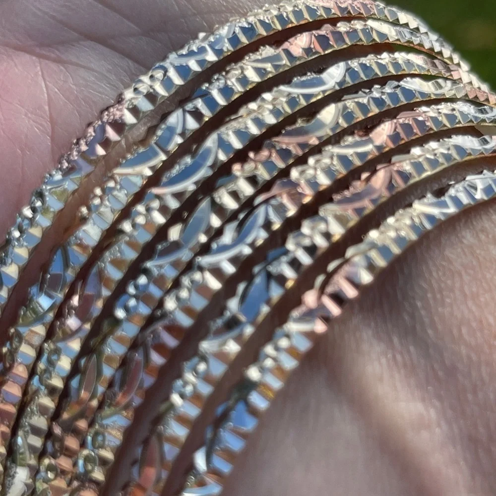 Chic Gold and Silver Textured Bangles - Picture 5 of 14
